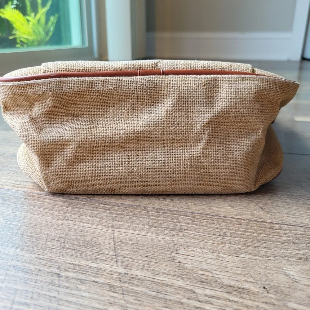 Samsonite Vintage Tan Canvas Crossbody Messenger Bag Brown Trim Travel Pouch